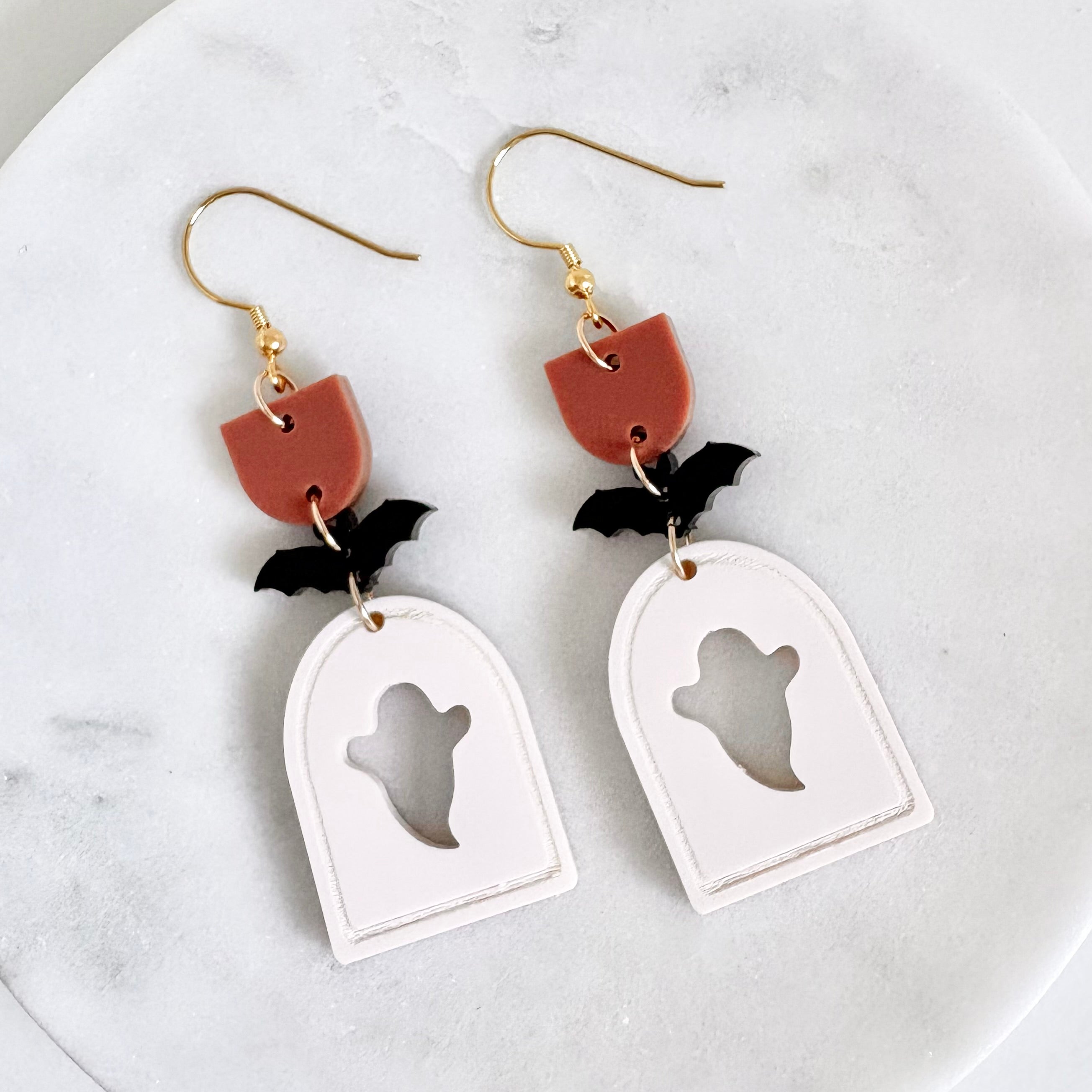 Spooky Ghost & Bat Earrings