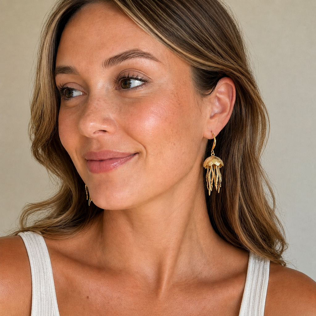 Gold Jellyfish Dangle Earrings