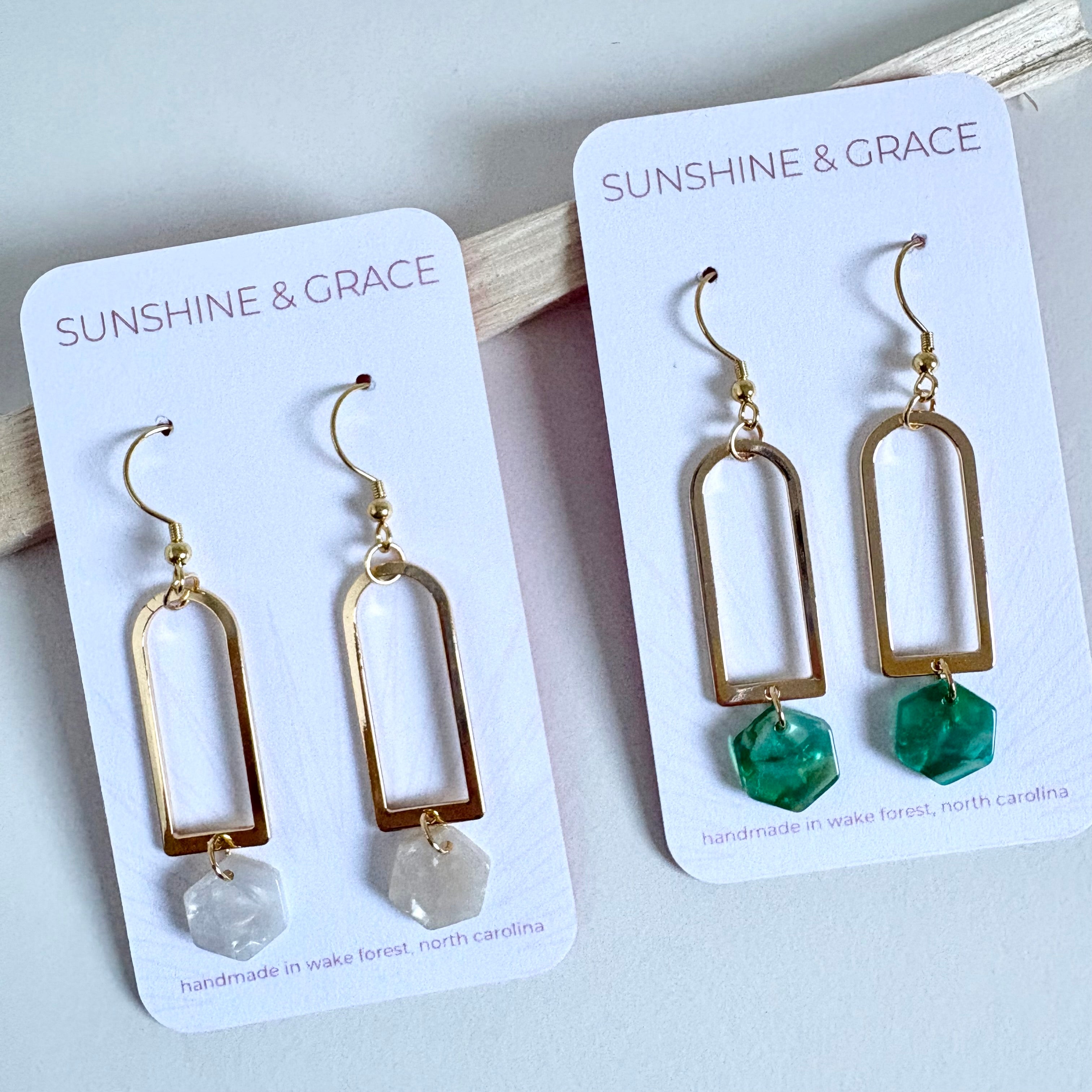 Gold Arch Geometric Dangle Earrings