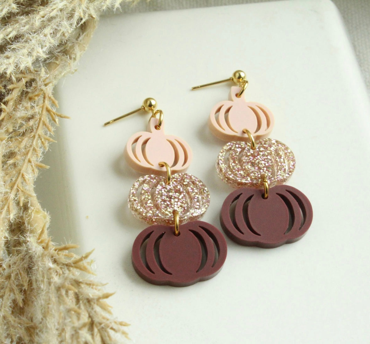 Stacked Mauve Pumpkin Earrings