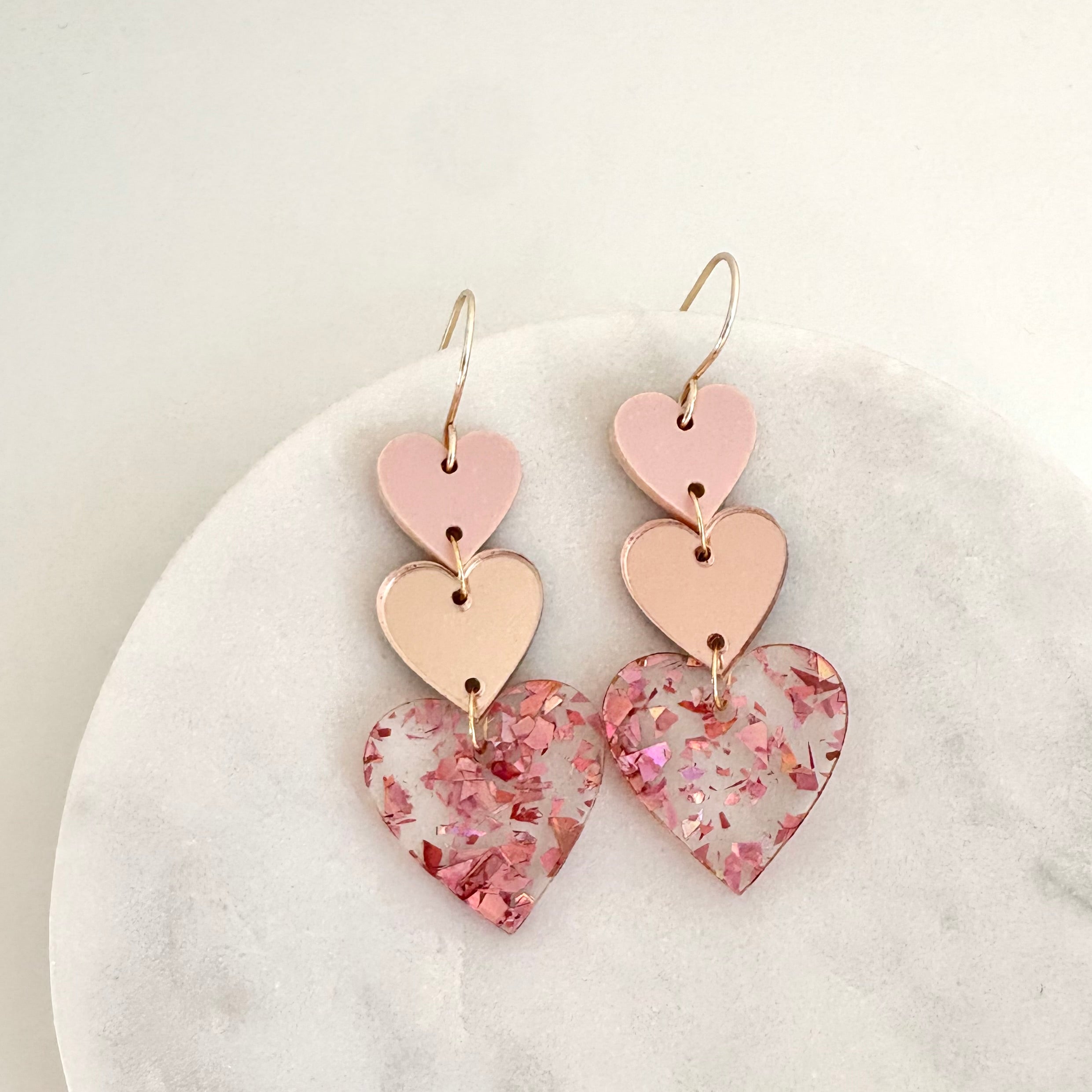 Blush Pink Heart Earrings