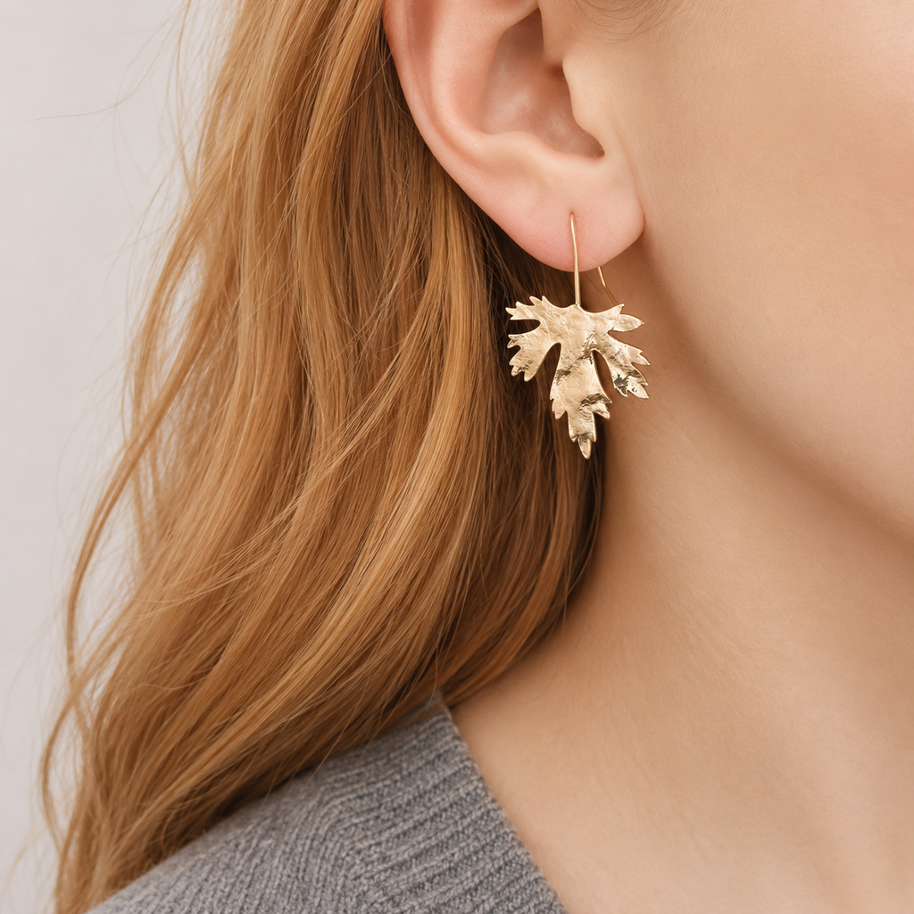 Gold Maple Leaf Earrings