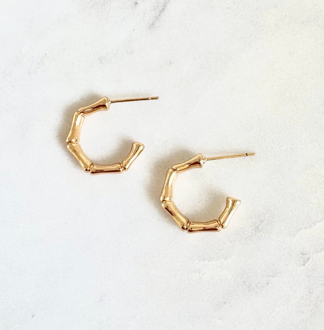 Gold Bamboo Hoops
