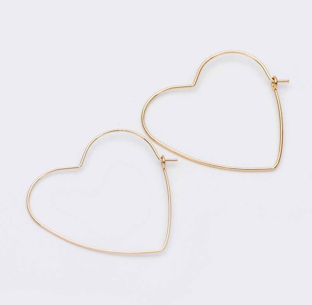 Gold Heart Hoops
