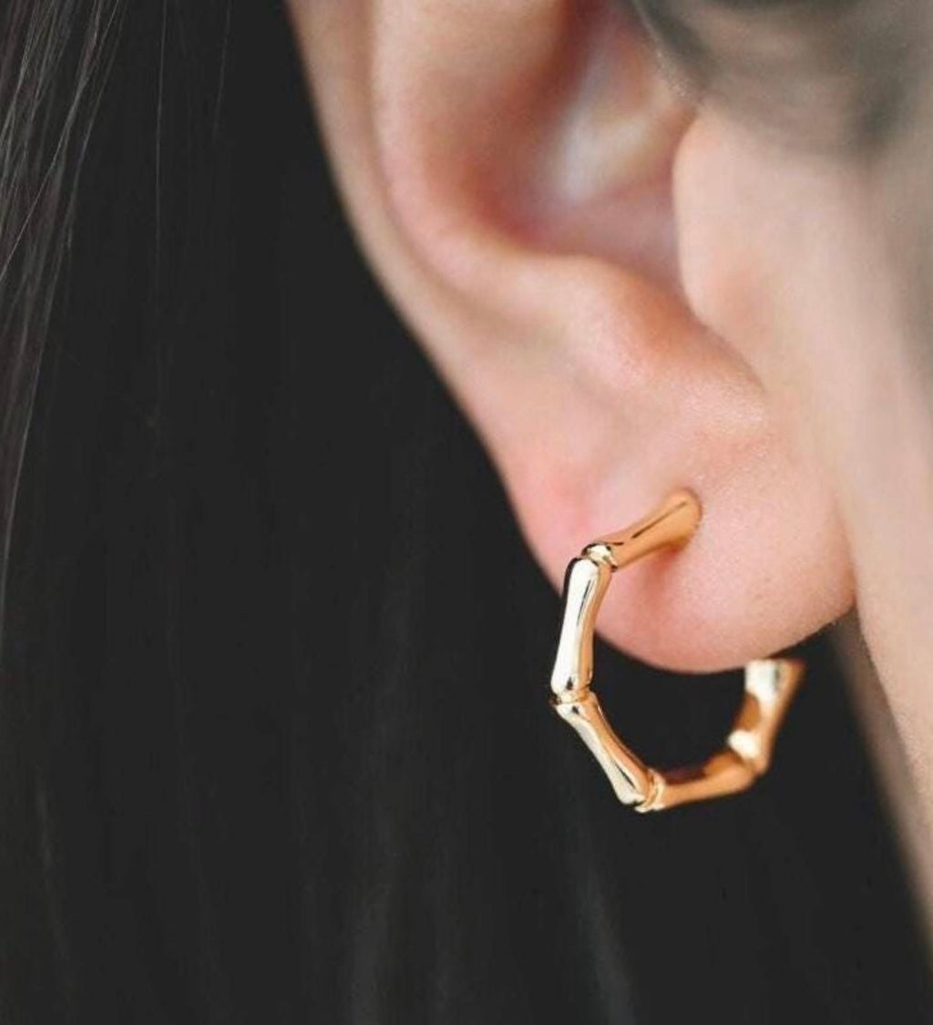 Gold Bamboo Hoops