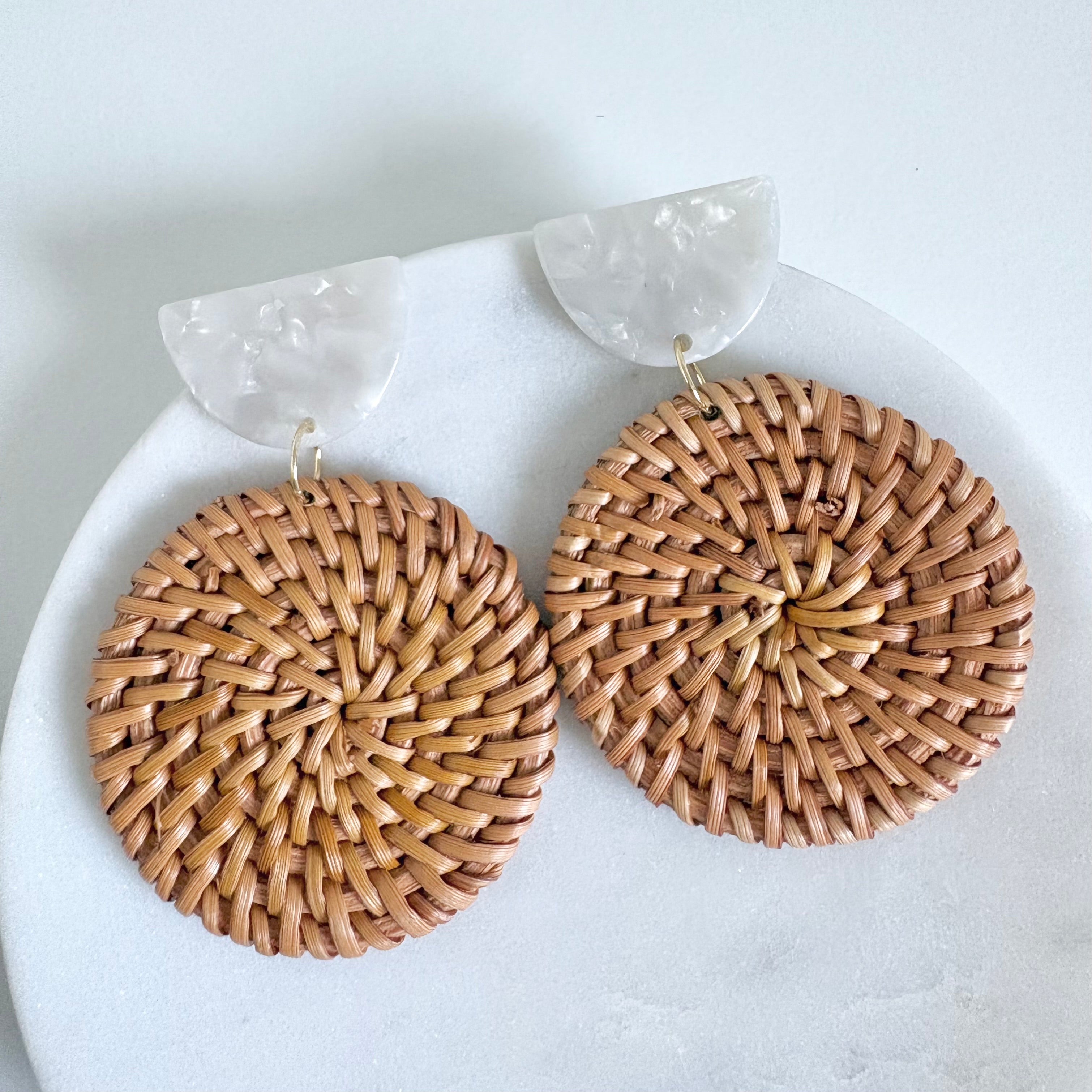 Woven Rattan Earrings