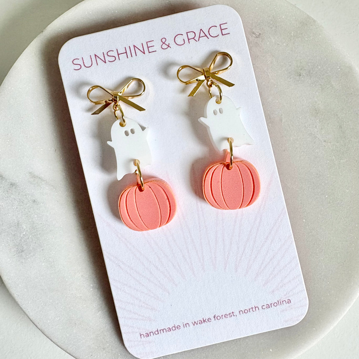 Peach Pumpkin & Ghost Earrings