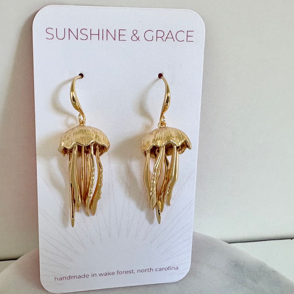 Gold Jellyfish Dangle Earrings