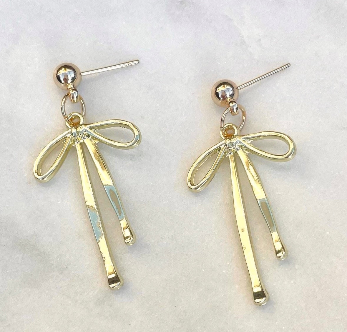 Gold Bow Dangle Earrings