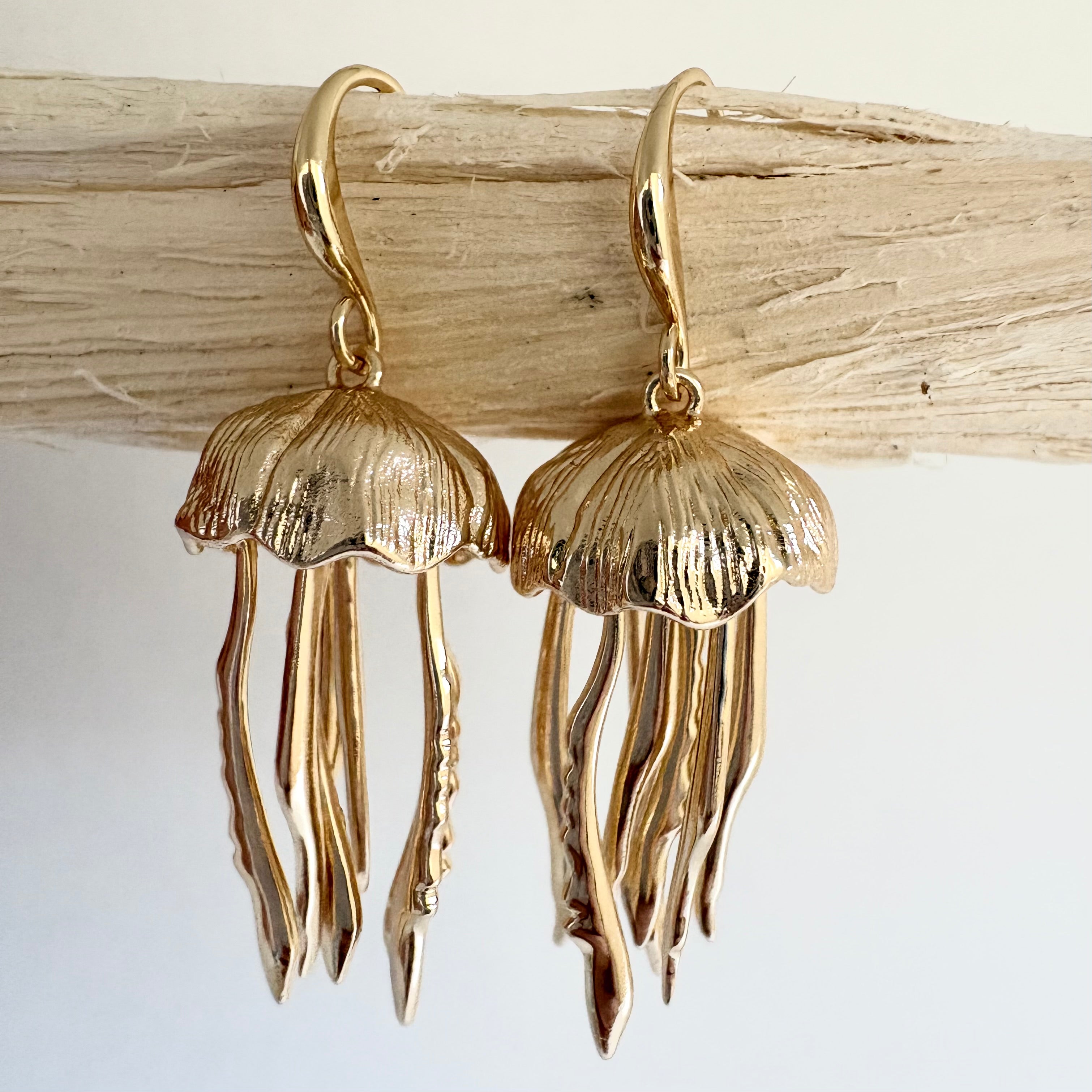 Gold Jellyfish Dangle Earrings