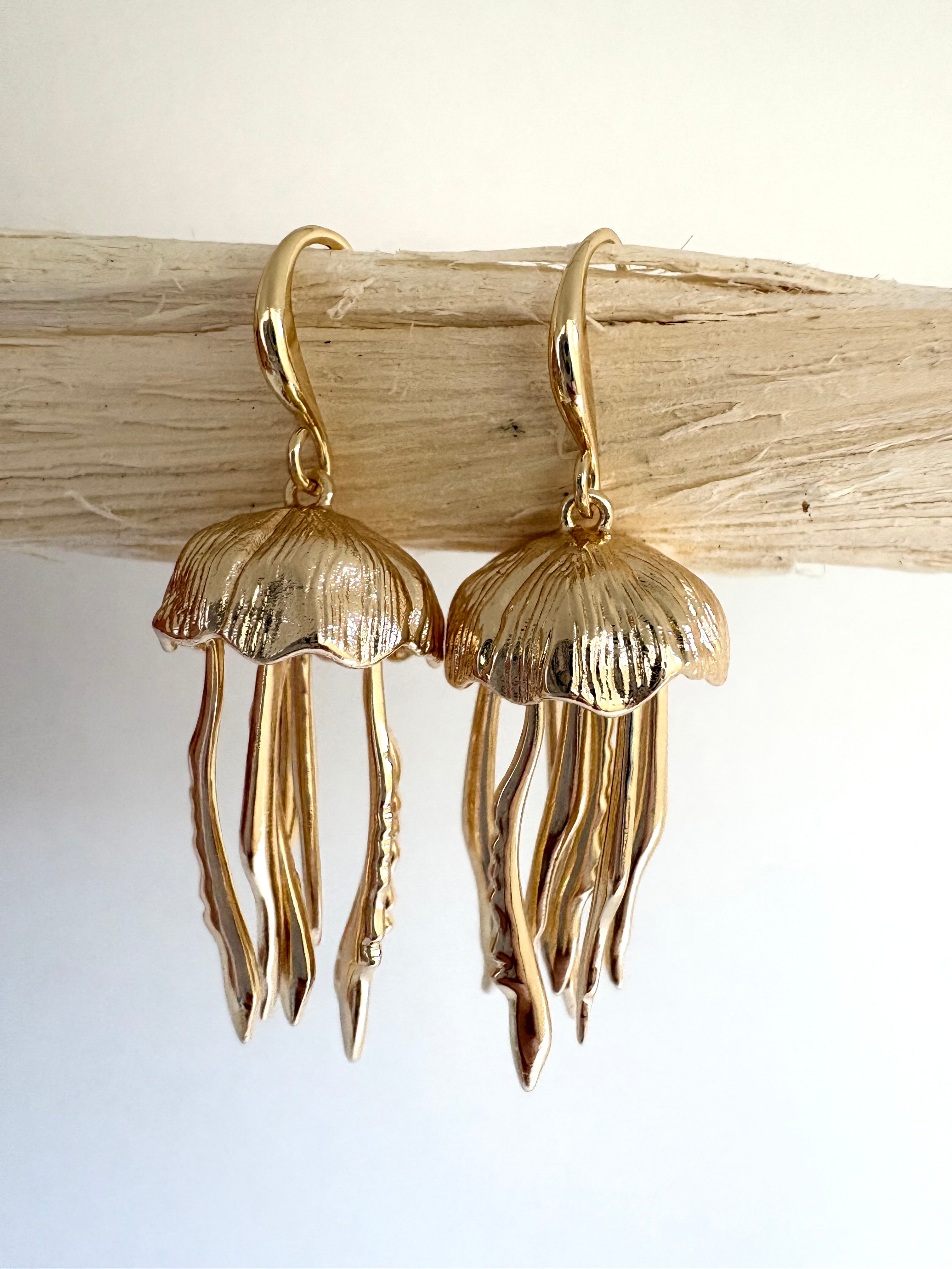 Gold Jellyfish Dangle Earrings