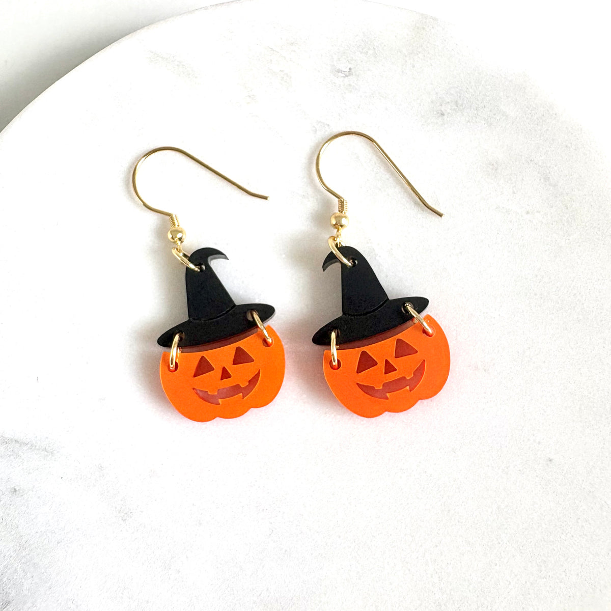 Jack O’Lantern Witch Earrings