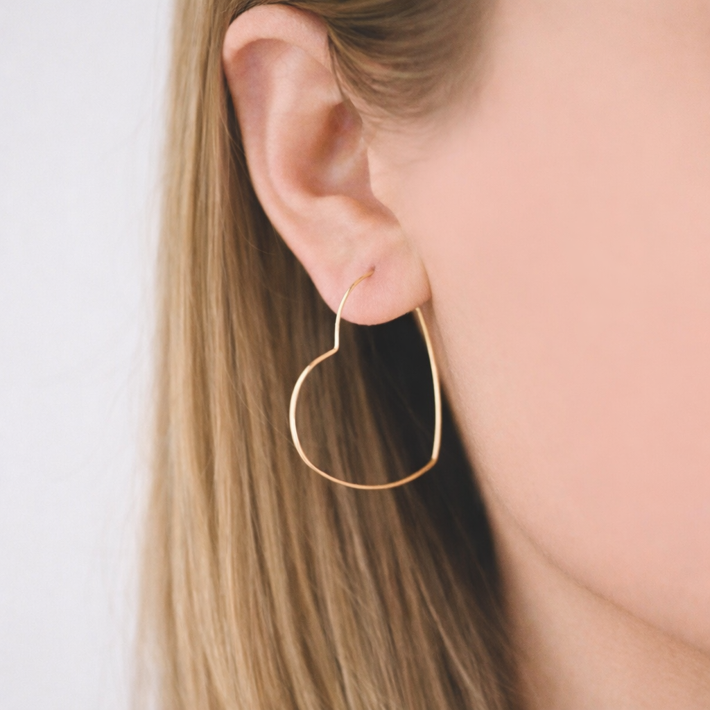 Gold Heart Hoops