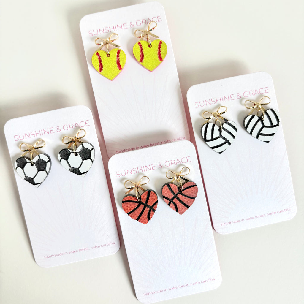 iHeart Sports Earrings, Volleyball Earrings, Basketball Earrings, Softball Earrings, Soccer Earrings