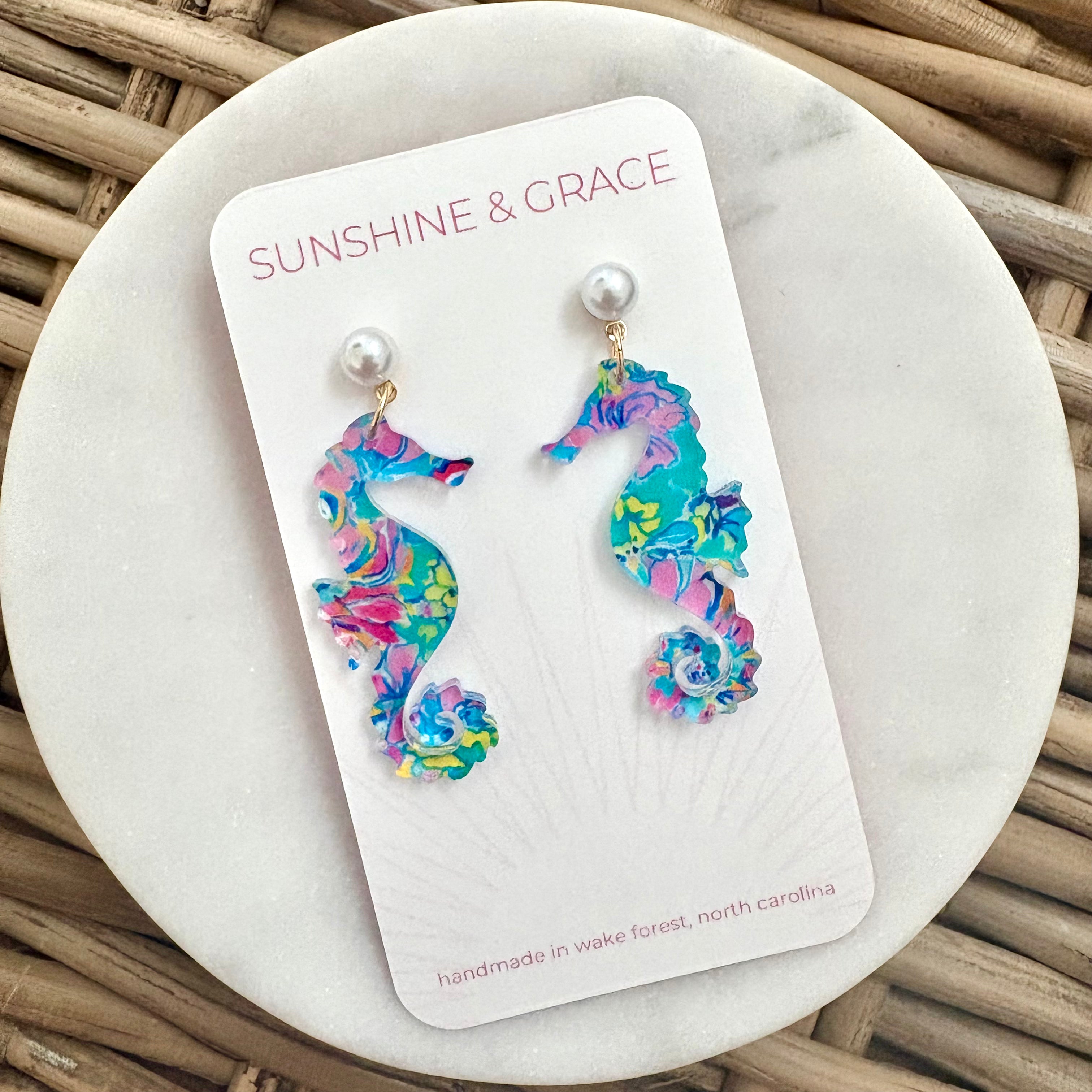 Lilly-Inspired Preppy Seahorse Earrings