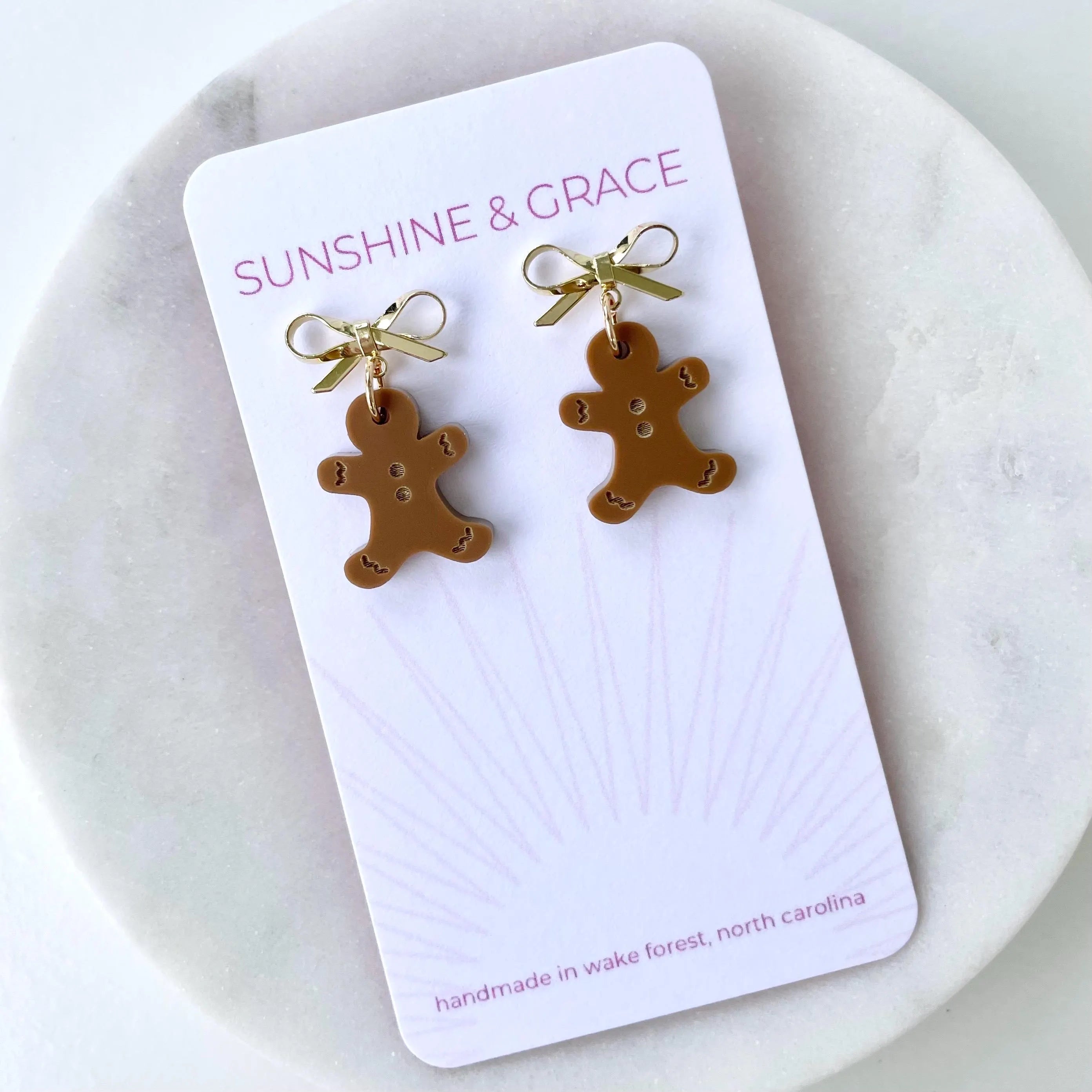 Mini Gingerbread Man Dangle Earrings