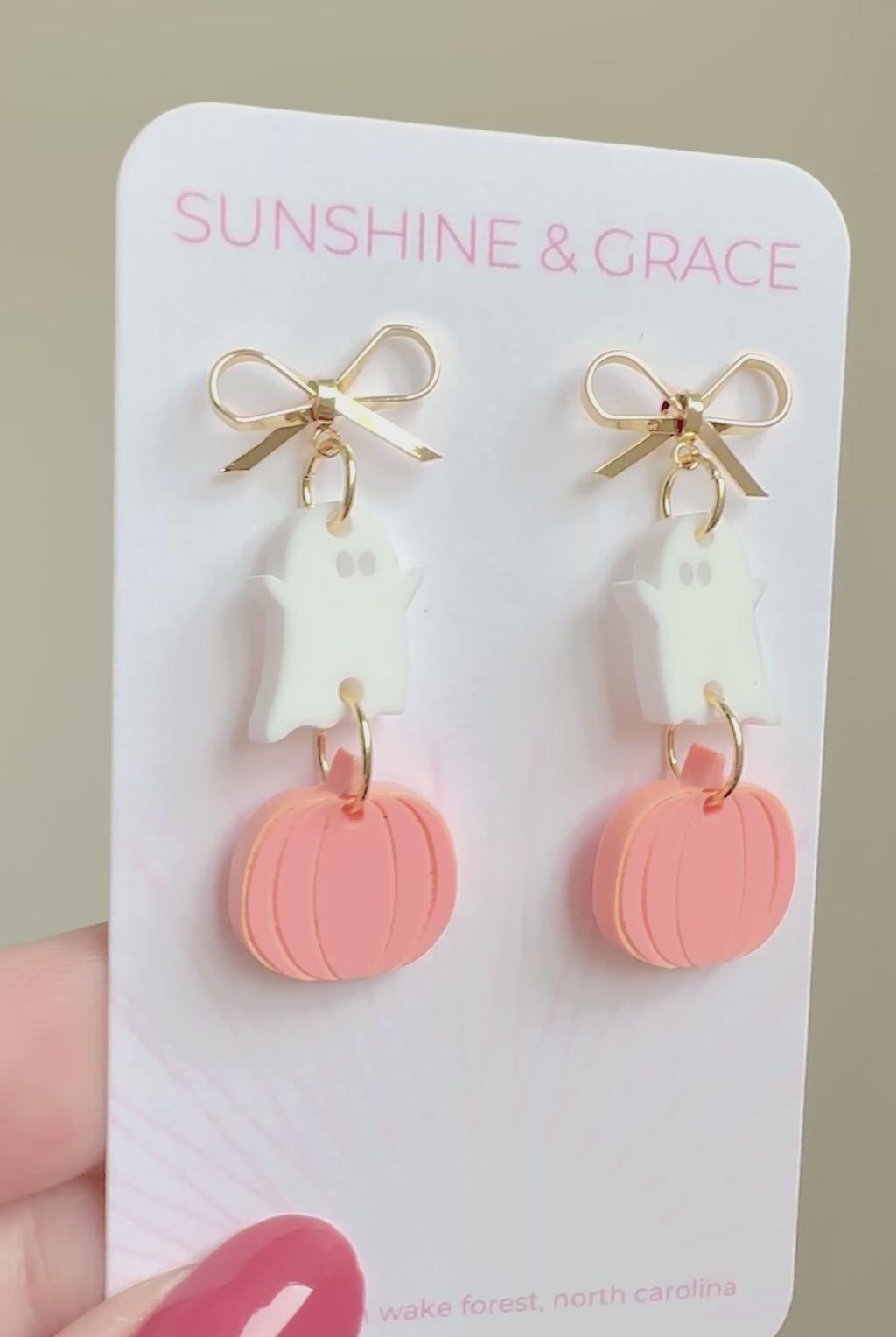 Peach Pumpkin & Ghost Earrings